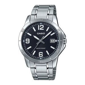 Casio Men’s Silver Stainless Steel Watch with Black Dial - MTP-V004D-1B2UDF